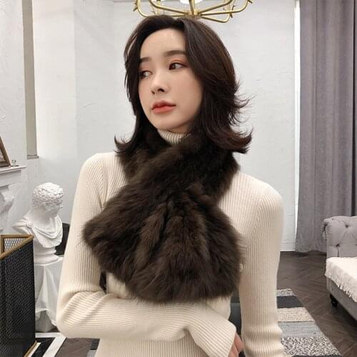 Winter Scarves Women Genuine Sable Mink Fur Scarf Top Quality Knitted Neckerchief S7723