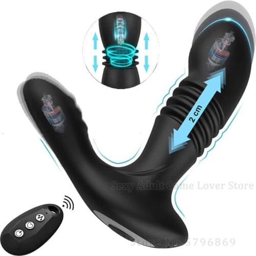 Remote Control 12 Vibrating Male Prostate Massager Telescopic Anal Plug ButtPlug G-spot Stimulate Dildo Vibrator Anal Sex Toys