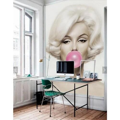 3d Marilyn Monroe blowing bubble mural fresco 3d brick wall mural 3D wall photo mural wallpaper sofa background