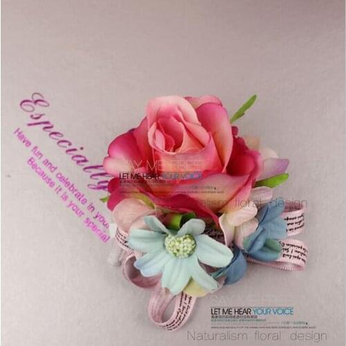 5Pcs/Lot Diy New Pink Rose Corsage&Wrist Flowers Groomsman Article Flowers Wedding Party Decorative Corsage and Wrist Flowers