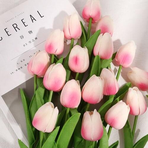6pcs Artificial Flowers Home Garden Decoration Real Touch Tulips Flower Bouquet Birthday Party Wedding Decoration Fake Flower