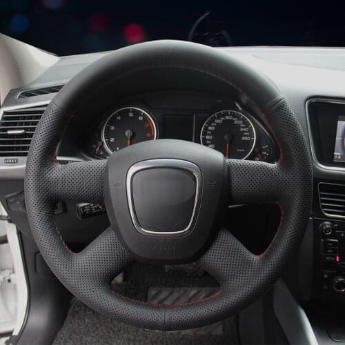Black Artificial Leather Car Steering Wheel Cover for Audi Old A4 B7 B8 A6 C6 2004-2011 Q5 2008-2012 Q7 2005 2006 2007 2008-2011