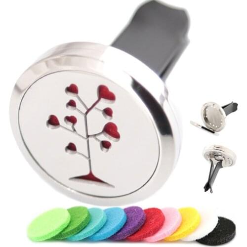 Flower 30mm Diffuser 316 Stainless Steel Car Aroma Locket Essential Oil Car Diffuser Lockets Free 10pcs Oil Pads As Gift