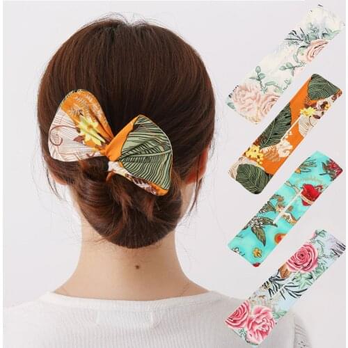 Deft Bun For Hair, Fashion Hair Bands Women Summer Wire Headband Classy Multicolor Cloth Clip, New Type Hair Braiding Tool