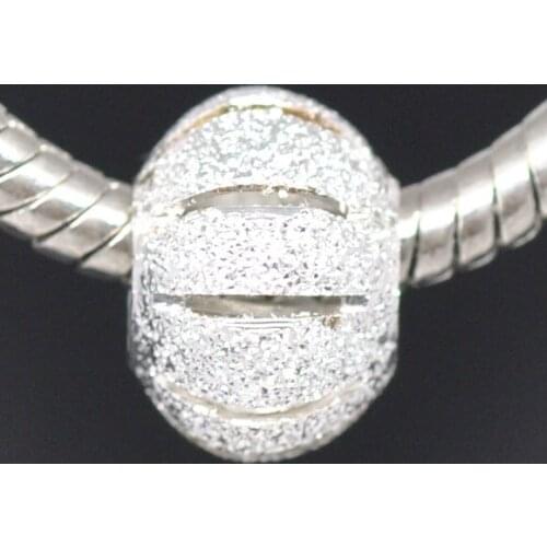 DoreenBeads European Style Charm Copper Beads Round Silver color Stripecolor About 11mm Dia,Hole: Approx 4.8mm,3 PCs
