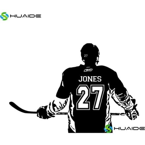 Ice Hockey Wall Decal Custom Name and Number Personalized Home Decor Wall Stickers For Kids Room Vinilos Paredes Mural Art A83