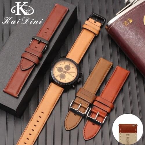 Italian leather watch belt Khaki Mens Retro watch chain 18mm 20mm 22mm Handmade 4 color Leather Watch Strap Sport Quick Release