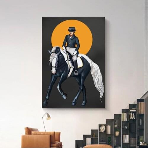 Nordic Knight Horse Riding Canvas Painting Modern Posters and Prints Art Wall Rider Picture for Living Room Bedroom Aisle Decor