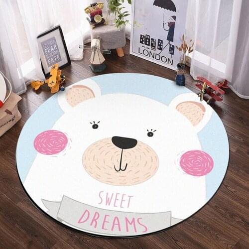 Cute Bear Whale Carpets and Rug Nordic Style Kids Room Bedroom Animals Round Carpet Tapete Children Play Game Non-Slip Floor Mat