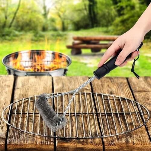 Kitchen Barbecue Tool Barbecue Wire Brush Plastic Handle Stainless Steel Lampblack Stain Multifunctional Cleaning Brush