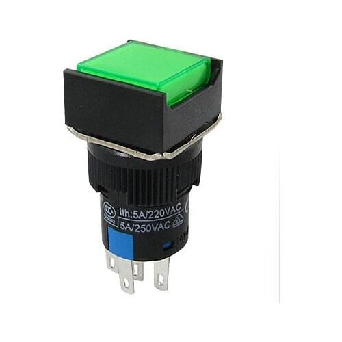 Square Green Plasitc Cap DC 24V Lamp Push Button Switch