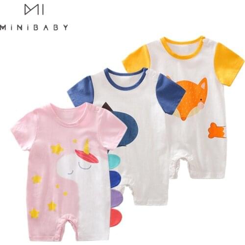 Summer Baby Boys Rompers 2021 Newborn Cotton Clothes For Boys Short Sleeve Animal Jumpsuit 0-24m Unisex Clothing Toddler Costume