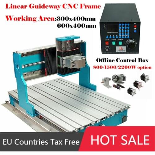 DIY Mini CNC Frame 3040L 6040L Linear Guideway 4 Axis with 2200W Offline Controller Box Stepper Motors for CNC 3040 6040 Router