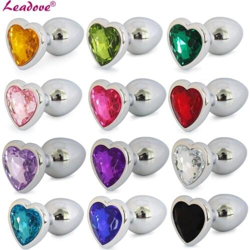 Mini Metal Butt Plug Heart Anal Beads Stimulator Stainless Steel Crystal Jewelry Smooth Touch Anal Sex Toys for Women & Men