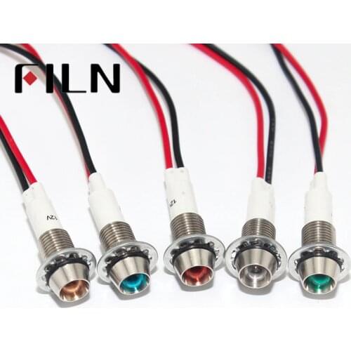 10mm Red Yellow Blue Green LED Metal Indicator Light Waterproof IP67 Signal Lamp 3V 5V 6V 9V 12V 24V 110V 220V White Pilot Seal