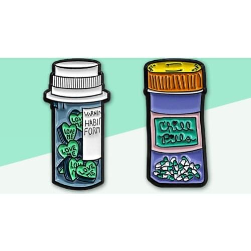 Cute cartoon badge drifting bottle medicine bottle candy bottle love bottle children couple gift brooch jewelry 2019