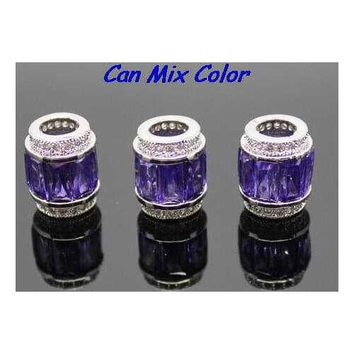 Detr3r Diamante Zircon micro pave spacer Boutique Micropave Round Shape Beads inlay Brass big hole bracelet finding