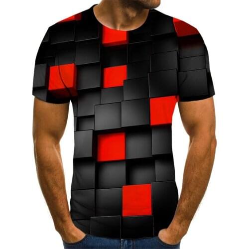 2021 Plaid Graphic T-shirt Casual Harajuku Top 3D Plaid Mens T-shirt Summer O-Neck Shirt Plus Size Streetwear
