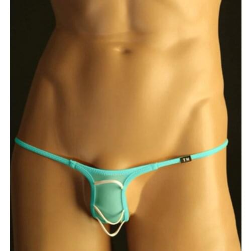 Mens G-String Underwear T-Back Briefs Sexy Low Rise Bikini See Through Pouch U Convex Underpants Solid Color Male Thong New