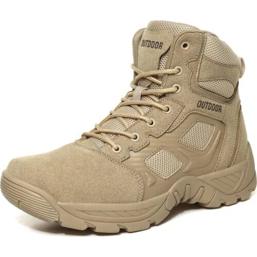 Mens Tactical Boots 6 Inches Lightweight Military Shoes With Zipper Durable Combat Suede Leather Army Jungle Hiking Desert Boot