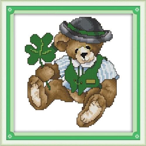 March bear cross stitch kit 14ct 11ct count print canvas stitches embroidery DIY handmade needlework plus