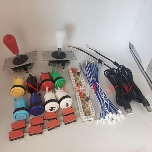 Arcade DIY KIT American Style SANWA Joystick HAPP Type COIN 2 Player Push Button with Micro Switch and Zero Delay Encoder for PC