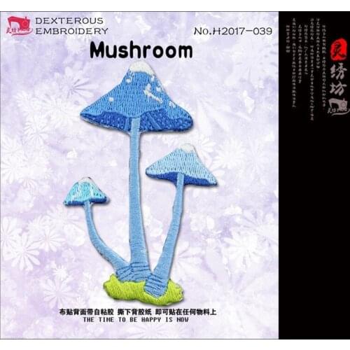 50pcs/Lot Mushroom Cloth Stickers Embroidery Patches Letters Clothing Decoration Accessories Diy Iron Heat Transfer Applique