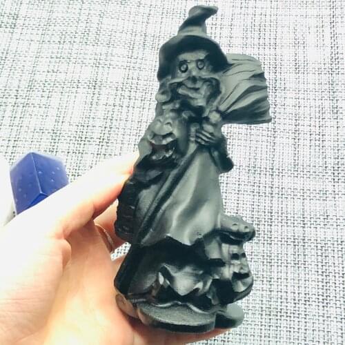Natural Obsidian Witch Stone Crafts Decoration Home Decor Christmas Present