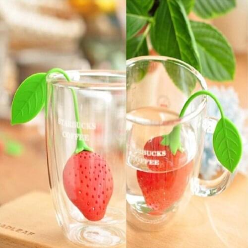 2019 New 1PC Lot Strawberries Tea Bags Strainers Silicone Teaspoon Filter Infuser Silica Gel Filtration For Tea Useful 40gC