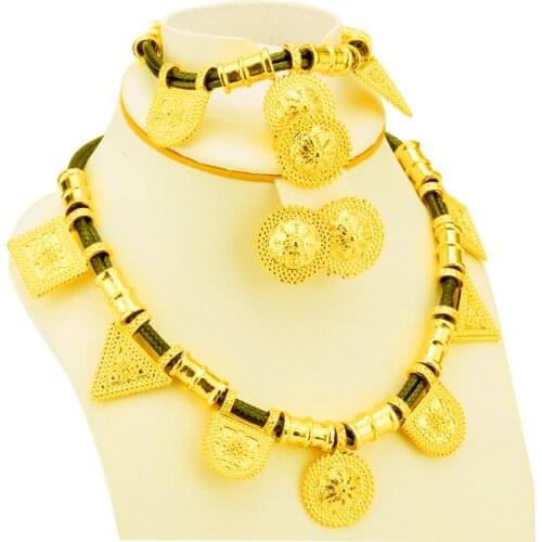 New Ethiopian Jewelry Gold Color Rope Sets for African /Ethiopia /Eritrean Women wedding jewelry sets