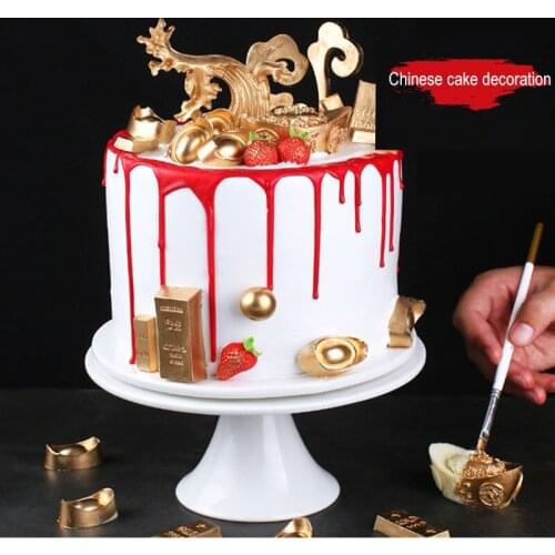 New Chocolate Silicone Tool With Sugar Turning Chinese Style Gold Ingot Birthday Regular Polygon Cake Decoration Tools