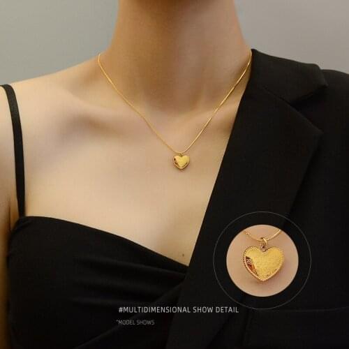 Necklace Women Wind Wave Edge Small Peach Heart Clavicle Necklace Tanabata Valentines Day Necklace Love Heart Pendant Jewelry