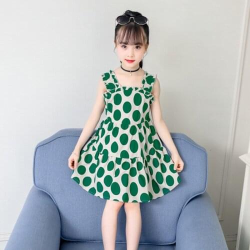 Dress For Girls Fashion Dot Party Dress Girls Sleeveless Cotton Girls Dresses Summer Elegant Kids Girl Clothes 4 6 8 10 12 Years