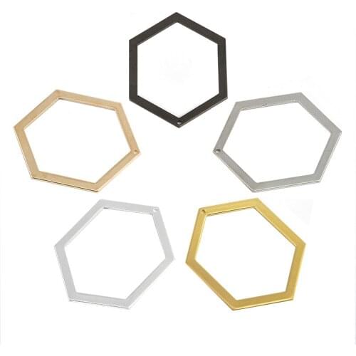 Single Hole Irregular Geometric Hexagon Pendant Multicolor Brass Jewelry Accessories DIY Necklace Bracelet Accessories