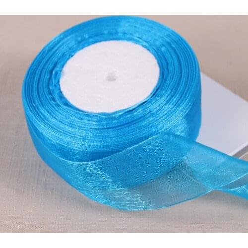 12/15/20/25/40/50mm Peacock Blue Transparent Organza Ribbons DIY Crafts Fabric Christmas Wedding Birthday Party Decoration Ruban