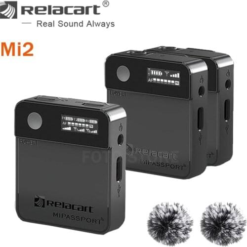 Relacart MIPASSPORT Mi2 digital Wireless Microphone System Dual channel lavalier Mic for Phones SLR cameras camcorders tablet