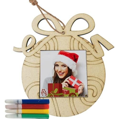 Christmas Pendant DIY Wooden Photo Frame Ornaments For Xmas Tree Innovative Christmas Decor Hanging Xmas Tree Home Party Thrifty