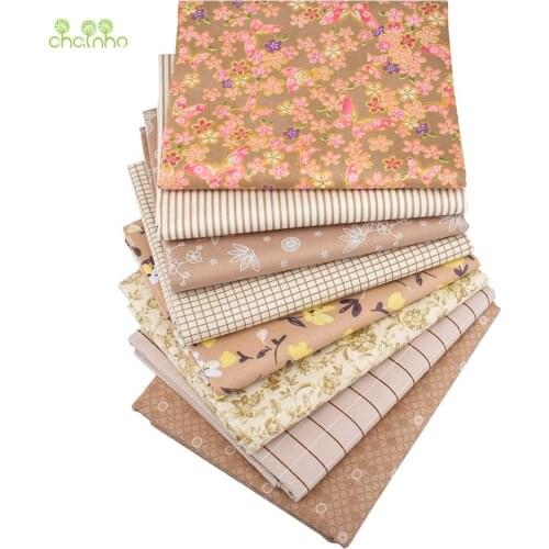 Chainho,Brown Floral Series,Printed Twill Cotton Fabric,Patchwork Cloth For DIY Sewing Quilting Baby&Childs Material,100x160cm