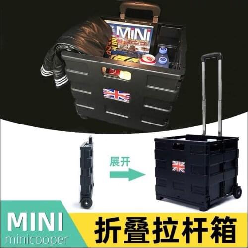 Car Styling Trunk Storage Box Case Basket Folding Trolley For Mini Cooper One S JCW R55 R56 R60 R61 F54 F55 F56 F60 Accessories