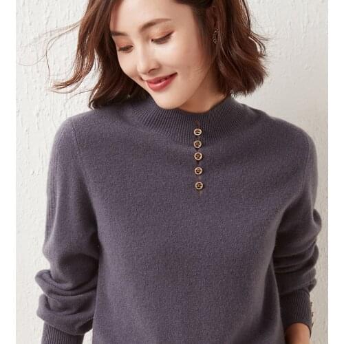 2021 Autumn/Winter Women Pullovers Leisure Style 100% Wool Sweaters High Quality Long Sleeves Girls Tops 9Colors Clothes