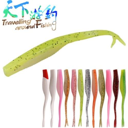 TAF 8Pcs 125mm 6.2g Soft Lures Silicone Artificial Double Color Baits Split Tail Wobblers Carp Freshwater Seawater Tackle Pesca