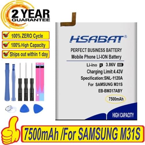 Top Brand 100% New 7500mAh EB-BM317ABY Battery for SAMSUNG M31S Batteries + free tools