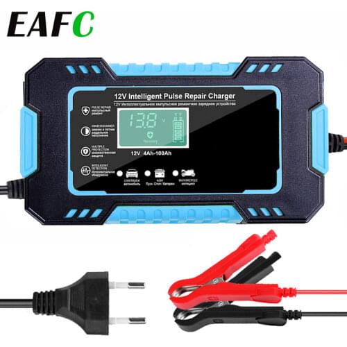 12V Intelligent Car Motorcycle Battery Charger Overheat Overcharge Multiple protection with LCD Display Car Charger Accessories