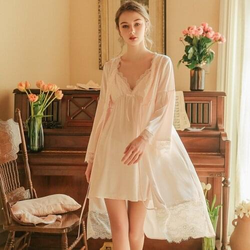 Spring, Autumn and Silk Viscose Fiber Classic French Morning Gowns Leisure Tops Two-Piece Set Sleepwear Sets sleep set