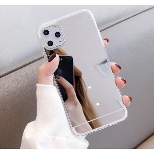 200pcs Soft TPU Frame Mirror Case For iPhone 12 Mini 11 Pro Max XS XR X 8 7 6 Plus SE Bling Silicone Acrylic Electroplated Cover