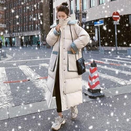 2021 New Womens Winter Hooded Long Jackets Female Casual Down Cotton Outerwear Ladies Loose Thick Warm Student Parkas Y625