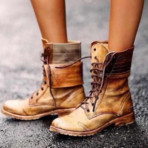 Vintage Leather Round Toe Ankle Boots For Women Pu Leather Retro Shoes Woman Block High Heels Women Boots 2020 Booties