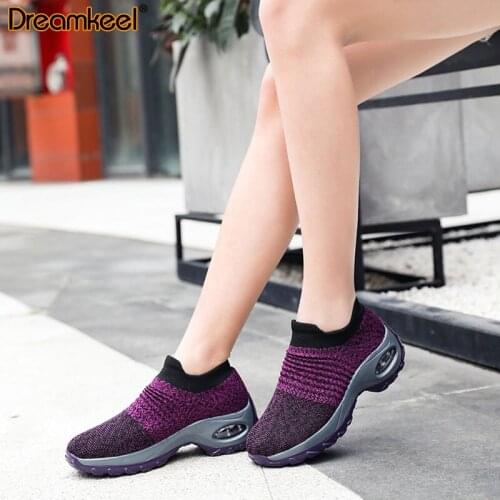 Women Tennis Shoes Ladies Wedge Breathe Mesh Trainers Slip on Sock Footwear Walking Shoes Wedges Platform Sneakers Comfortable Y