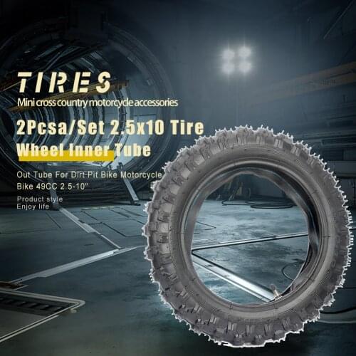 2Pcs/Set 2.5x10 Tire Wheel Inner Tube + Out Tube for Dirt Pit Bike Motorcycle Bike 49CC 250-10"