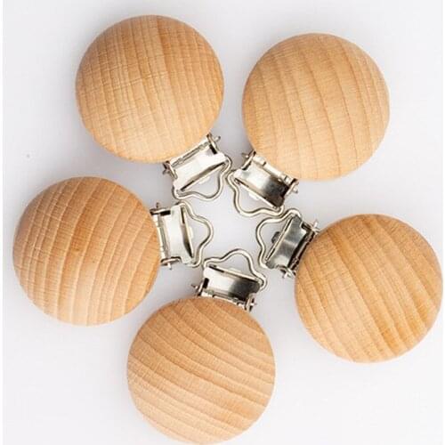 5pcs Baby Pacifier Clips Metal Wooden Baby Pacifier Holder Infant Nipple Holder Dummy Clip Beads Soother Teether Feeding Care